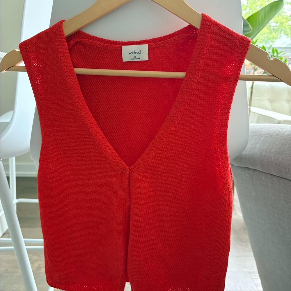 Wilfred Red Knit Sleeveless Top
